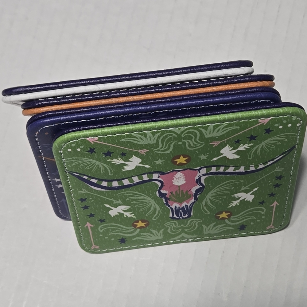 Reversible Coasters LONGHORN COASTERS Texas Western bull horn, SET OF 4 - Picture 10 of 16